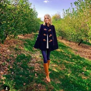 J. Crew Navy wool toggle cape coat NWT